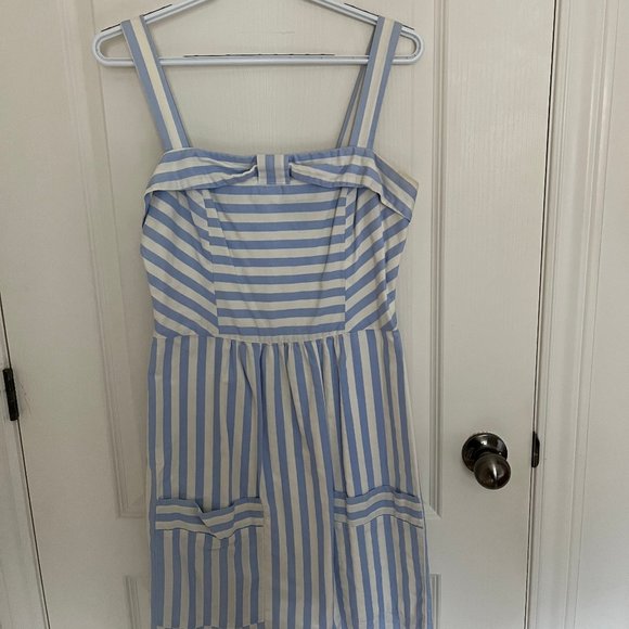 Birds of North America Hummingbird Dress in Blue and White Stripe - Picture 2 of 4